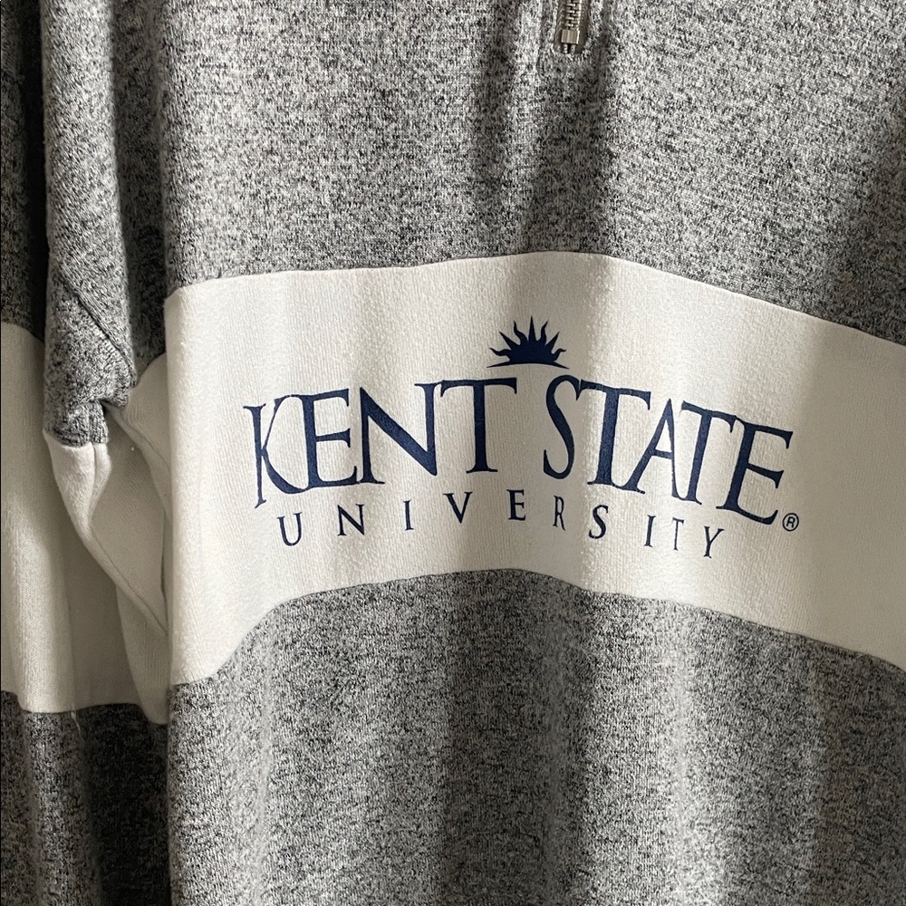 Kent State-Spirit Gray and White Zip Up Sweater - Picture 3 of 6